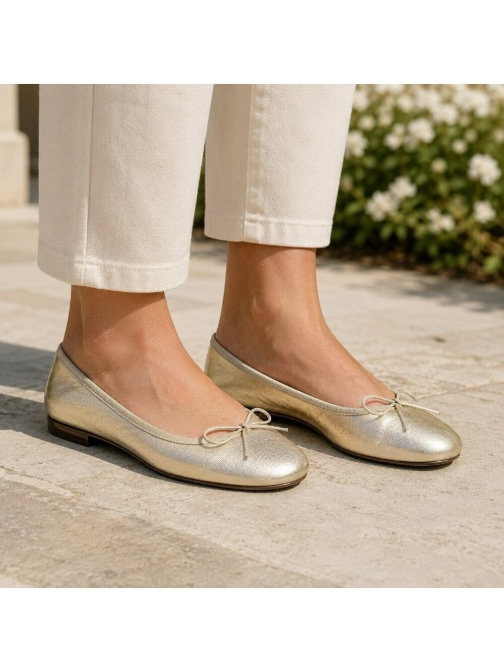 Gap Women's 10 Gold Shimmer Ballet Flats Slip On Metallic Shoes